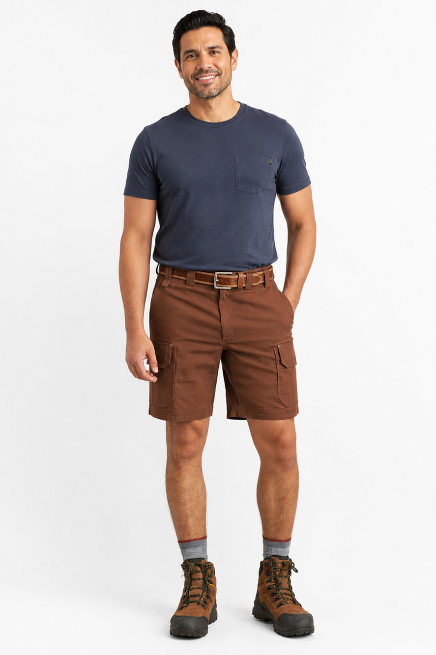 Duluth Mens DuluthFlex Fire Hose Relaxed Fit 9" Cargo Shorts Bison Brown Size 44